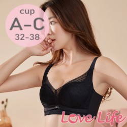 【No.9250】菱格天使調整型收副乳無網圏內衣 A-C杯 32-38(黑)